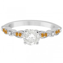 Marquise & Dot Citrine Diamond Engagement Ring Palladium 0.24ct