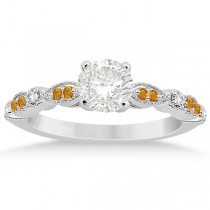 Marquise & Dot Citrine & Diamond Bridal Set Palladium (0.49ct)