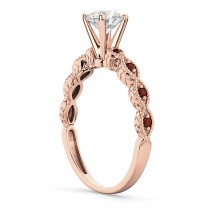 Vintage Lab Grown Diamond & Garnet Engagement Ring 14k Rose Gold 0.75ct