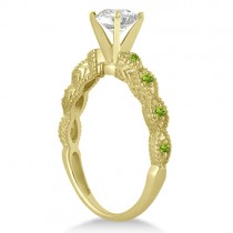 Vintage Lab Grown Diamond & Peridot Bridal Set 14k Yellow Gold 1.70ct
