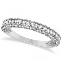 Vintage Heirloom Diamond Wedding Band in 18k White Gold (0.72ct)