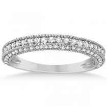 Vintage Heirloom Diamond Wedding Band in 18k White Gold (0.72ct)