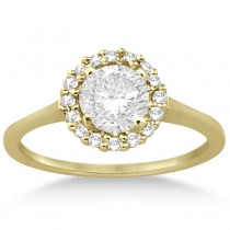 Petite Halo Engagement Ring & Wedding Band 14k Yellow Gold (0.32ct)