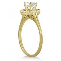 Petite Halo Engagement Ring & Wedding Band 14k Yellow Gold (0.32ct)
