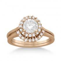 Petite Halo Engagement Ring & Wedding Band 16k Rose Gold (0.32ct)