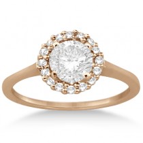 Petite Halo Engagement Ring & Wedding Band 16k Rose Gold (0.32ct)