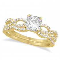 Infinity Princess Cut Diamond Bridal Ring Set 18k Yellow Gold (0.88ct)