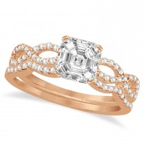 Infinity Asscher-Cut Diamond Bridal Ring Set 18k Rose Gold (1.13ct)