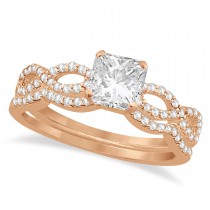 Infinity Princess Cut Diamond Bridal Ring Set 14k Rose Gold (1.13ct)