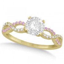 Infinity Round Diamond Pink Sapphire Bridal Set 14k Yellow Gold (1.63ct)
