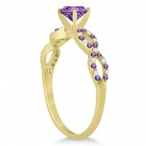 Amethyst & Diamond Infinity Style Bridal Set 18k Yellow Gold 1.69ct
