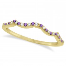 Amethyst & Diamond Infinity Style Bridal Set 18k Yellow Gold 1.69ct