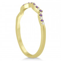 Amethyst & Diamond Infinity Style Bridal Set 18k Yellow Gold 1.69ct