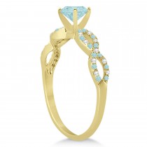Aquamarine & Diamond Infinity Style Bridal Set 18k Yellow Gold 1.64ct