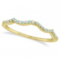 Aquamarine & Diamond Infinity Style Bridal Set 18k Yellow Gold 1.64ct