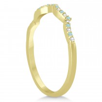 Aquamarine & Diamond Infinity Style Bridal Set 18k Yellow Gold 1.64ct