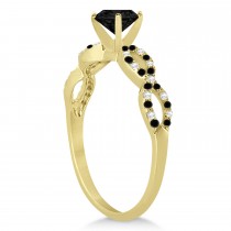 Black Diamond & Diamond Infinity Style Bridal Set 18k Yellow Gold 1.10ct