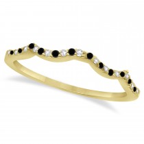 Black Diamond & Diamond Infinity Style Bridal Set 18k Yellow Gold 1.10ct