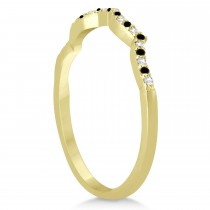 Black Diamond & Diamond Infinity Style Bridal Set 18k Yellow Gold 1.10ct