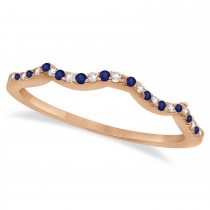 Diamond & Blue Sapphire Infinity Style Bridal Set 14k Rose Gold 2.24ct