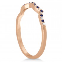 Diamond & Blue Sapphire Infinity Style Bridal Set 14k Rose Gold 2.24ct
