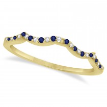 Blue Sapphire & Diamond Infinity Style Bridal Set 18k Yellow Gold 1.69ct