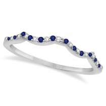 Blue Sapphire & Diamond Infinity Style Bridal Set Palladium 1.69ct