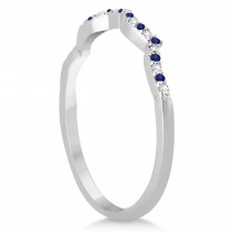 Blue Sapphire & Diamond Infinity Style Bridal Set Palladium 1.69ct
