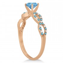 Diamond & Blue Topaz Infinity Style Bridal Set 14k Rose Gold 2.19ct