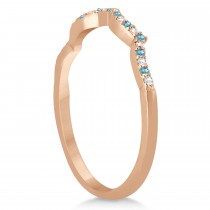 Diamond & Blue Topaz Infinity Style Bridal Set 14k Rose Gold 2.19ct