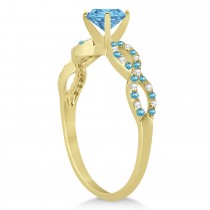 Blue Topaz & Diamond Infinity Style Bridal Set 18k Yellow Gold 1.69ct