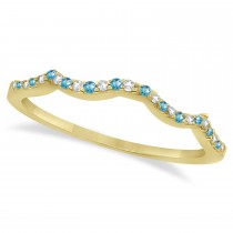 Blue Topaz & Diamond Infinity Style Bridal Set 18k Yellow Gold 1.69ct