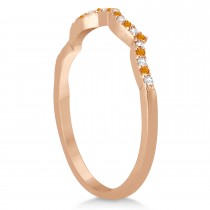 Diamond & Citrine Contour Wedding Band 18k Rose Gold 0.24ct
