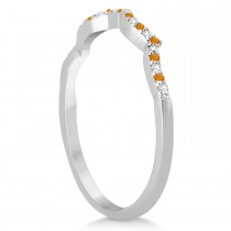 Diamond & Citrine Contour Wedding Band 18k White Gold 0.24ct