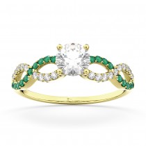 Infinity Diamond & Emerald Engagement Ring in 14k Yellow Gold (0.21ct)
