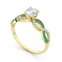 Infinity Diamond & Emerald Engagement Ring in 14k Yellow Gold (0.21ct)