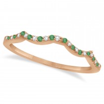 Diamond & Emerald Infinity Style Bridal Set 18k Rose Gold 2.34ct