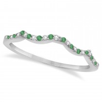Emerald & Diamond Infinity Style Bridal Set 18k White Gold 1.25ct
