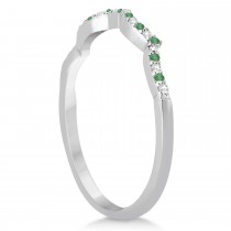 Emerald & Diamond Infinity Style Bridal Set 18k White Gold 1.25ct