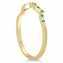 Emerald & Diamond Infinity Style Bridal Set 18k Yellow Gold 1.25ct