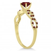 Garnet & Diamond Infinity Style Bridal Set 18k Yellow Gold 1.69ct