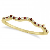 Garnet & Diamond Infinity Style Bridal Set 18k Yellow Gold 1.69ct