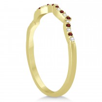 Garnet & Diamond Infinity Style Bridal Set 18k Yellow Gold 1.69ct