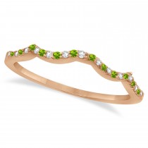 Infinity Style Peridot & Diamond Bridal Set 18k Rose Gold 0.85ct