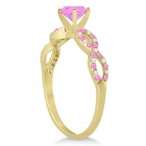 Diamond & Pink Sapphire Infinity Engagement Ring 18k Yellow Gold 2.00ct