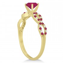 Diamond & Ruby Infinity Style Bridal Set 14k Yellow Gold 2.24ct