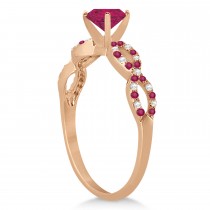 Ruby & Diamond Infinity Style Bridal Set 18k Rose Gold 1.69ct