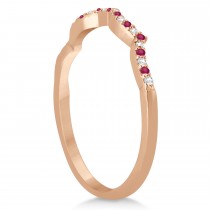 Ruby & Diamond Infinity Style Bridal Set 18k Rose Gold 1.69ct