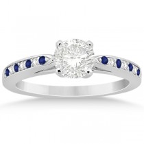 Blue Sapphire & Diamond Engagement Ring Set Platinum (0.55ct)