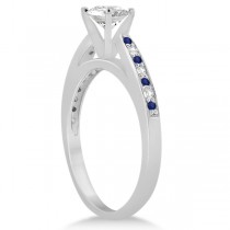 Blue Sapphire & Diamond Engagement Ring Set Platinum (0.55ct)
